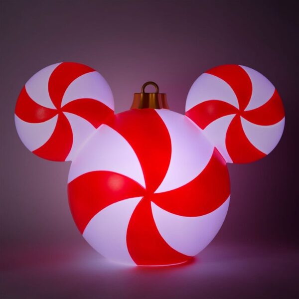 Mickey Mouse Icon Peppermint Swirl Light-Up Ornament