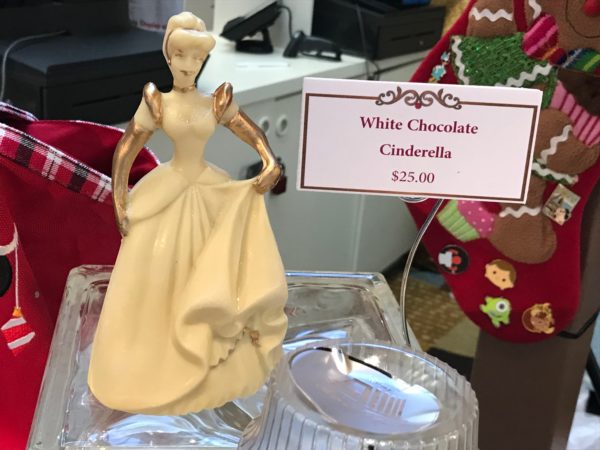 The most expensive treat is this white chocolate Cinderella complete with gold-leaf gloves and sleeves: $25!