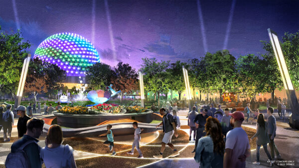 As part of the EPCOT transformation, the gardens of World Celebration will take on a whole new life at night, where lighting immerses guests in an evening experience that will evolve through the seasons at the Walt Disney World Resort theme park in Lake Buena Vista, Fla. Photo credits (C) Disney Enterprises, Inc. All Rights Reserved 