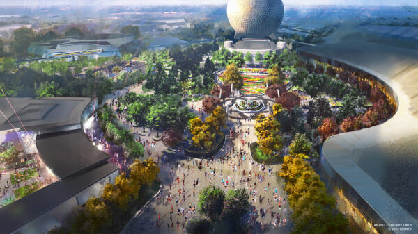 As part of the EPCOT transformation happening now at Walt Disney World Resort in Lake Buena Vista, Fla., the park’s World Celebration neighborhood will offer a beautiful hub divided into several different gardens, with a central planter based on the five-ring EPCOT logo. Photo credits (C) Disney Enterprises, Inc. All Rights Reserved 
