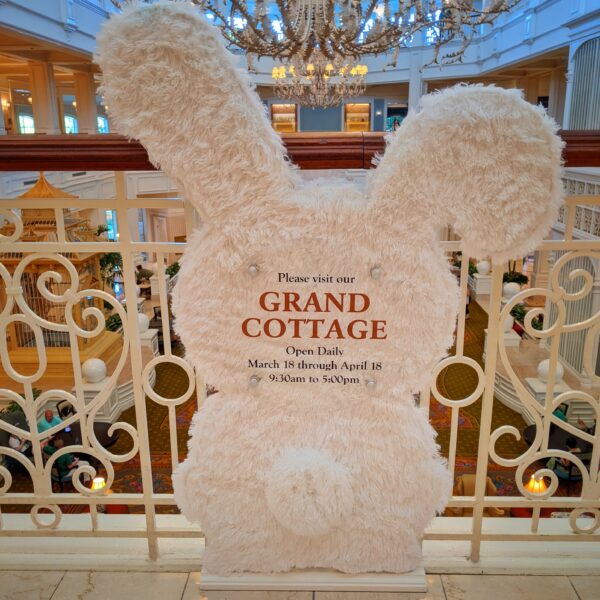 Bunny-shaped sign for the Grand Cottage