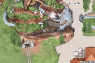 The interactive map showing the removal of Splash Mountain.