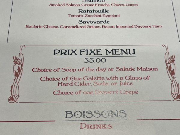 The Prix Fixe offering is a full meal.