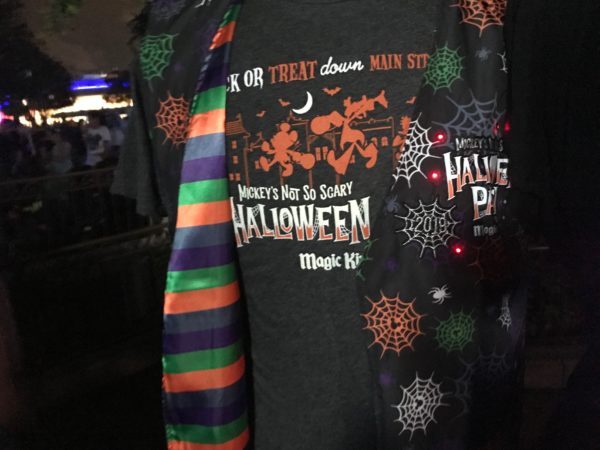Trick Or Treat Down Main Street USA black glow in the dark T ($28.17) with Mickey's Not So Scary Halloween Party vest.