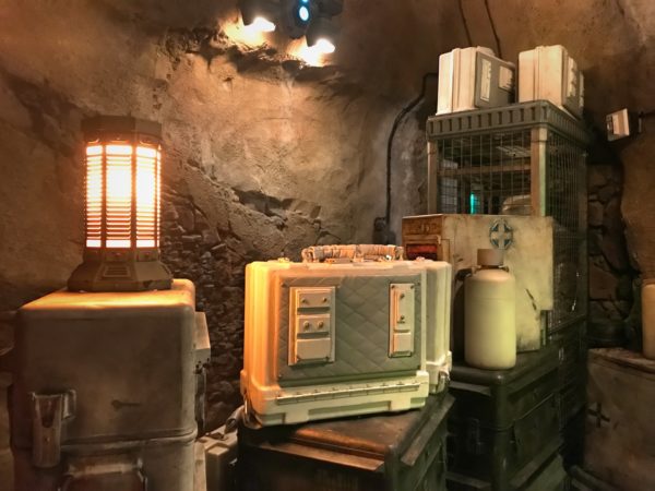 There are lots of boxes and tools spread throughout the queue.