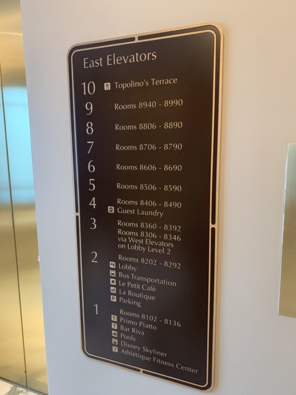 Each elevator offers helpful floor keys.