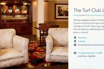 The Turf Club Lounge's Landing Page on Walt Disney World's Website.