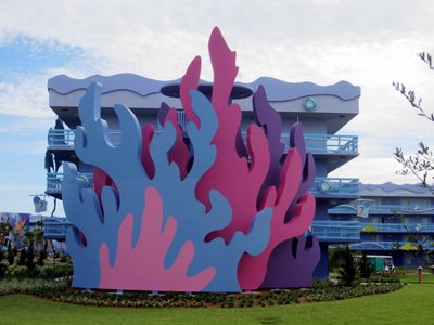 Colorful coral conceals the stairwells.