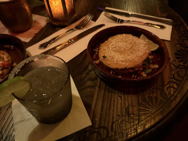 The corn cakes were delicious and filling.