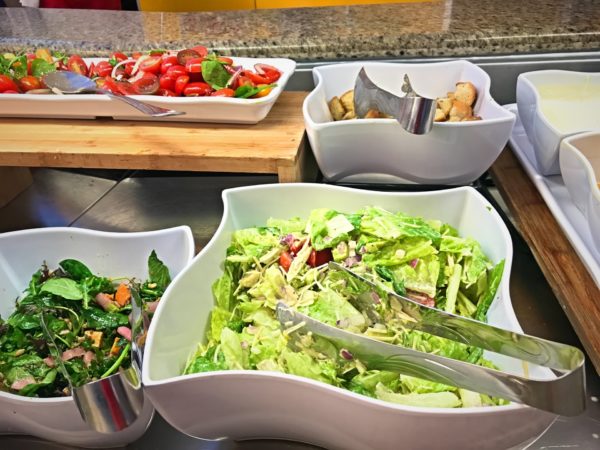 I tried the Cesar salad. It was great! The buffet also offered a spinach salad and a cherry tomato salad.