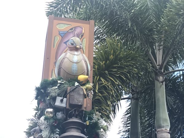 The animal decorations in stained-glass style have returned.  They are beautiful during the day, but look extra special at night.