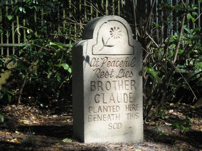 “At peaceful rest, lies brother Claude, planted here, beneath the sod”.