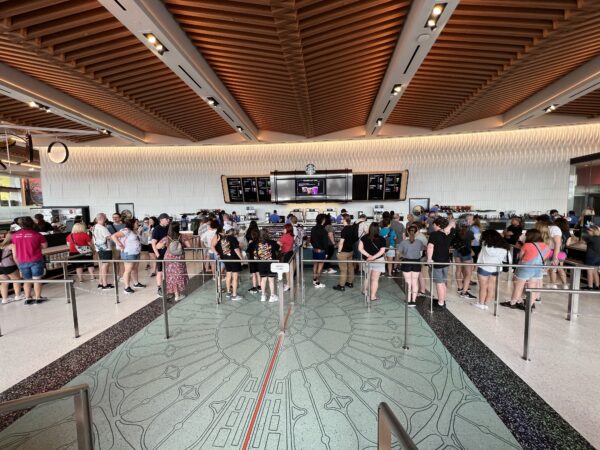 A huge Starbucks welcomes coffee lovers.