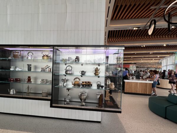 Cases feature coffee paraphernalia from around the world.