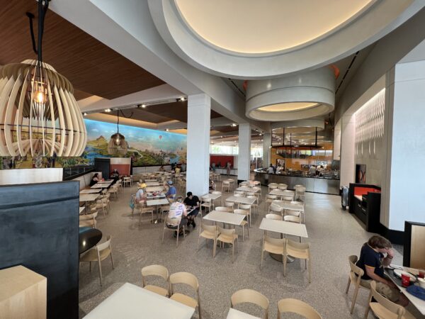 The Connections Cafe & Eatery is bright and open, with clean design elements.