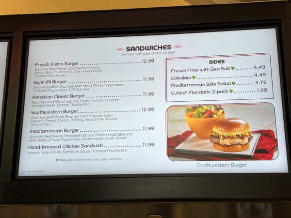 Burgers come in many flavors, including French bistro, Banh Mi, and Southwestern.