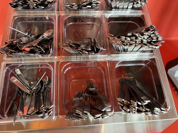 Connections Eatery provides real silverware and plates.