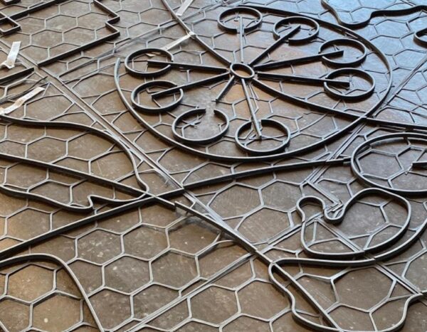 The floor in the new Connections Cafe pays tribute to the original EPCOT master plans. Photo credits (C) Disney Enterprises, Inc. All Rights Reserved 