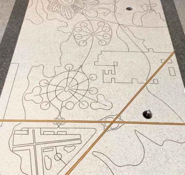 The finished floor, complete with references to highways I-4 and 192. Photo credits (C) Disney Enterprises, Inc. All Rights Reserved 