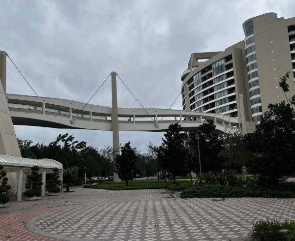 The bridge connection the Contemporary Resort and Bay Lake Tower appears to be in good shape.