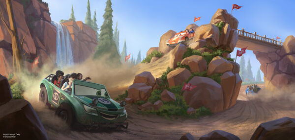 Coming to Frontierland at Magic Kingdom, a new area themed to Pixar Animation Studios’ “Cars” will leave Radiator Springs and head to the wilderness with two new attractions including an off-road race. Photo credits (C) Disney Enterprises, Inc. All Rights Reserved