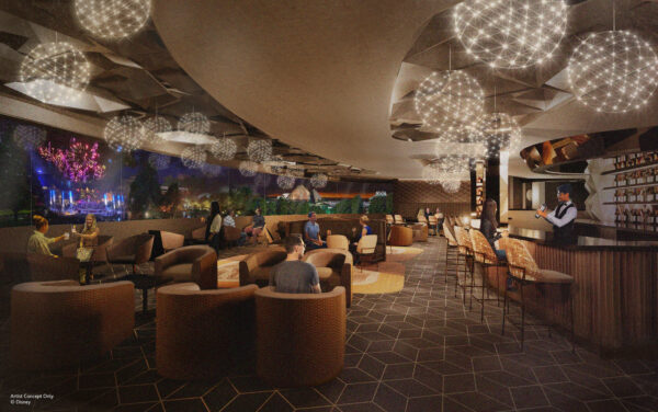 An all-new lounge themed to Spaceship Earth will open at EPCOT in 2025. Photo credits (C) Disney Enterprises, Inc. All Rights Reserved