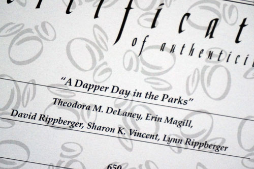 This art is titled "A Dapper Day in the Parks." 