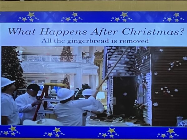 Disney Cast Members remove the gingerbread.