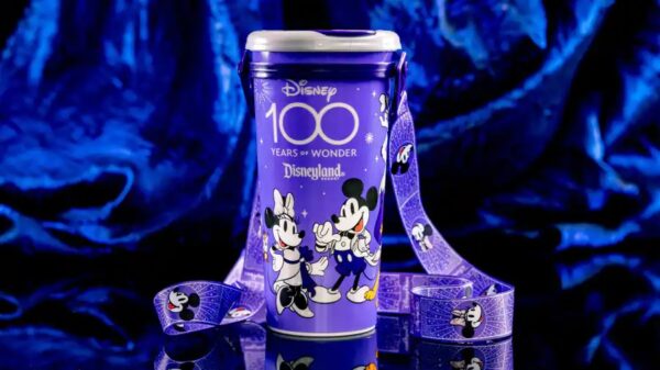 Disney 100 Travel Tumbler with lanyard. Photo Credit © Disney Enterprises, Inc. All Rights Reserved.
