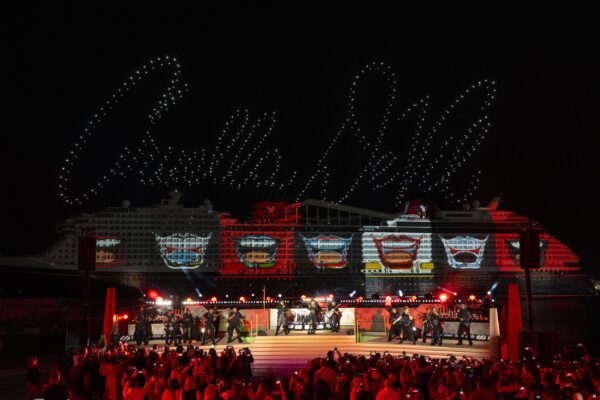 Cruella DeVil Drone Show at the Disney Destiny Christening