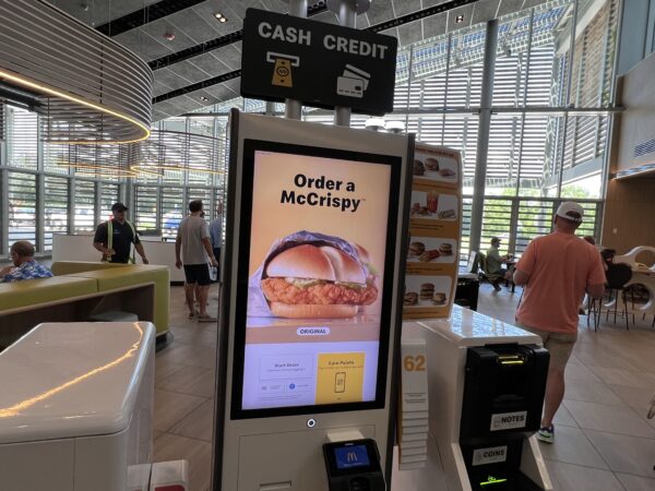 Most people order from the app on their phone or these kiosks.