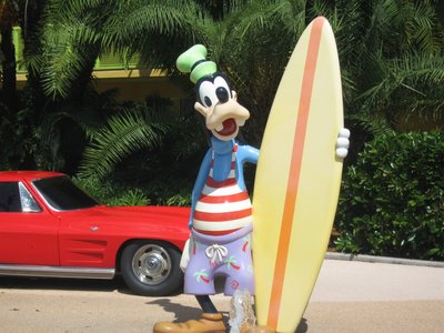 Goofy is ready for a dip in the pool at Disney's Pop Century Resort.