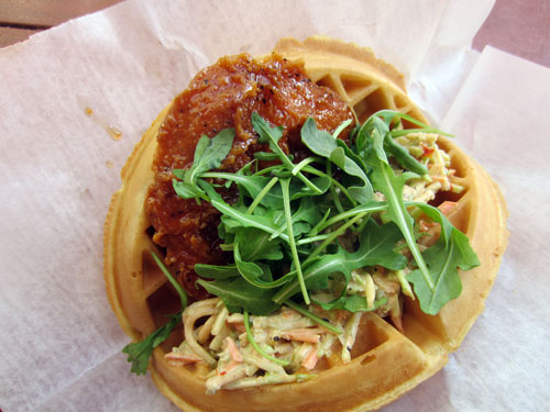 Sweet & Spicy Chicken Waffle Sandwich!