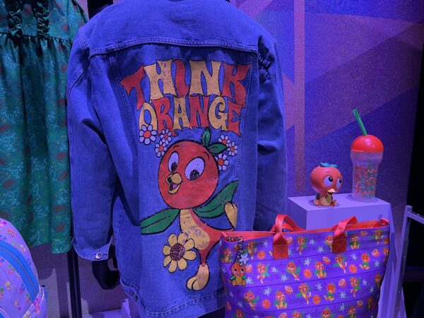 Denim jacket featuring Orange Bird embroidery. 
