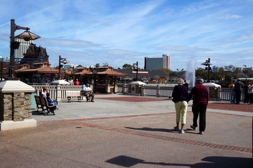 The bridge starts near the Lego Store and provides some much-needed extra room for crowds.