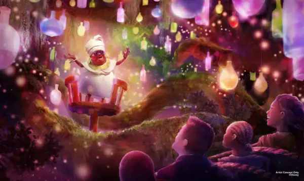 Artists's Rendering. Tiana's Bayou Adventure. Photo Credit © Disney Enterprises, Inc. All Rights Reserved. 