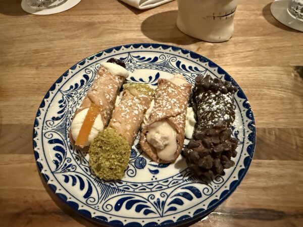 The cannoli dessert included four different flavors.