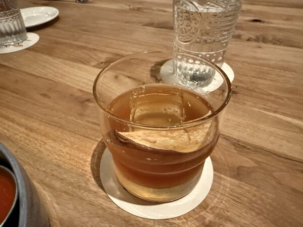 Apple Dram is made with Buffalo Trace bourbon, apple butter monin, and all spice liquor. 