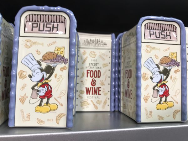 Salt and pepper trash cans with chef Mickey Mouse.