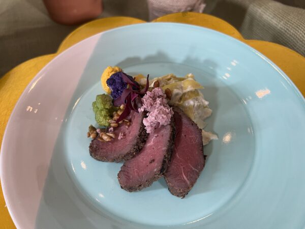 Char Grilled Bison Rib-Eye With Creamy Leek Foudue