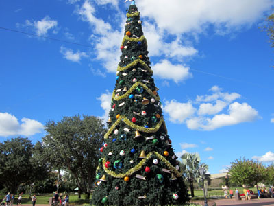 You can see this huge Christmas tree near the entrance to World Showcase.