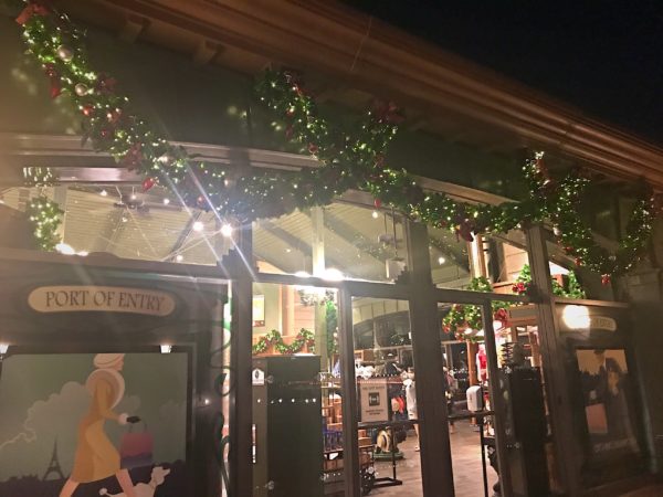 As with many of other shops, Port of Entry is decorated with garland.
