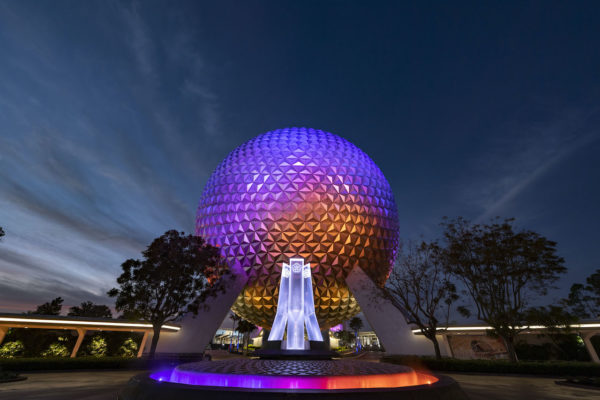 Epcot entrance fountain. Photo credits (C) Disney Enterprises, Inc. All Rights Reserved
