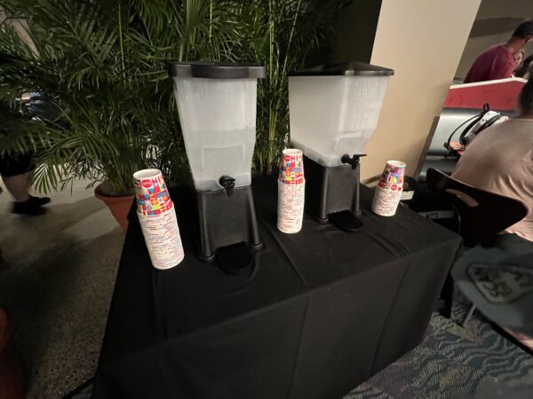 Hydration station located inside the Passholder Lounge. 