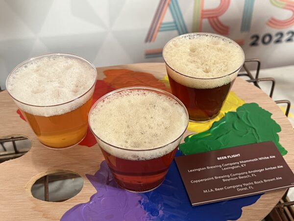 Thirsty? Check out this beer flight with a white ale, amber ale, and brown ale. 