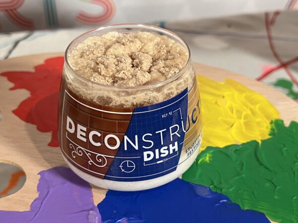 Deconstructed apply pie features gelato on the bottom.