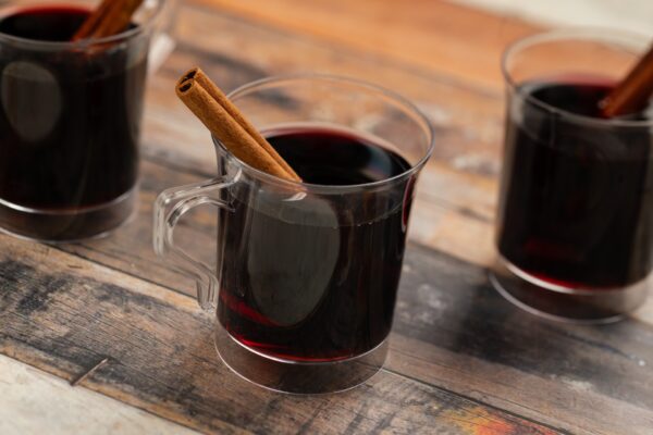 Glühwein: House-made hot spiced wine. Served warm