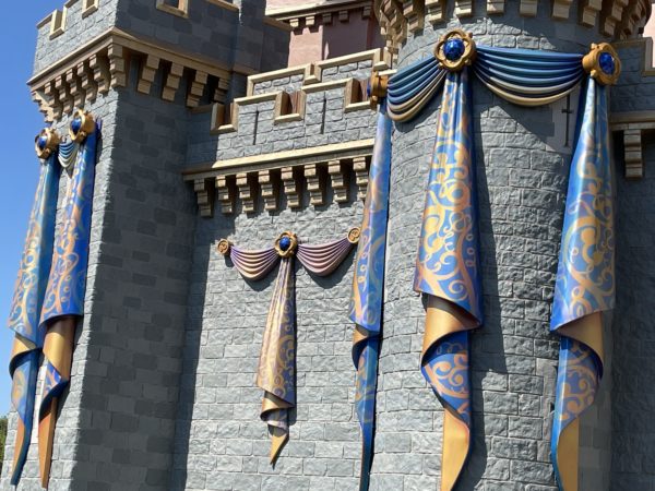 The decorations feature blue, gold, and purple colors that are the theme of the anniversary.