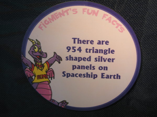 Figment says, "There are 954 triangle shaped silver panels on Spaceship Earth."