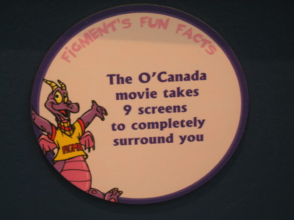Figment says, "The O'Canada movie takes 9 screens to completely surround you."